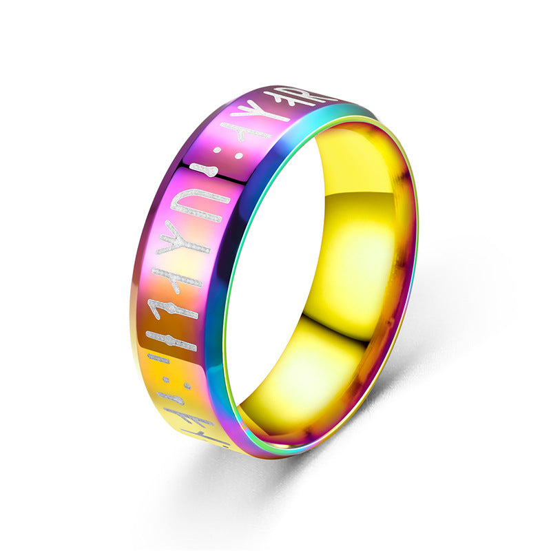 Men's Ornament Viking Letter Stainless Steel Rune Rings