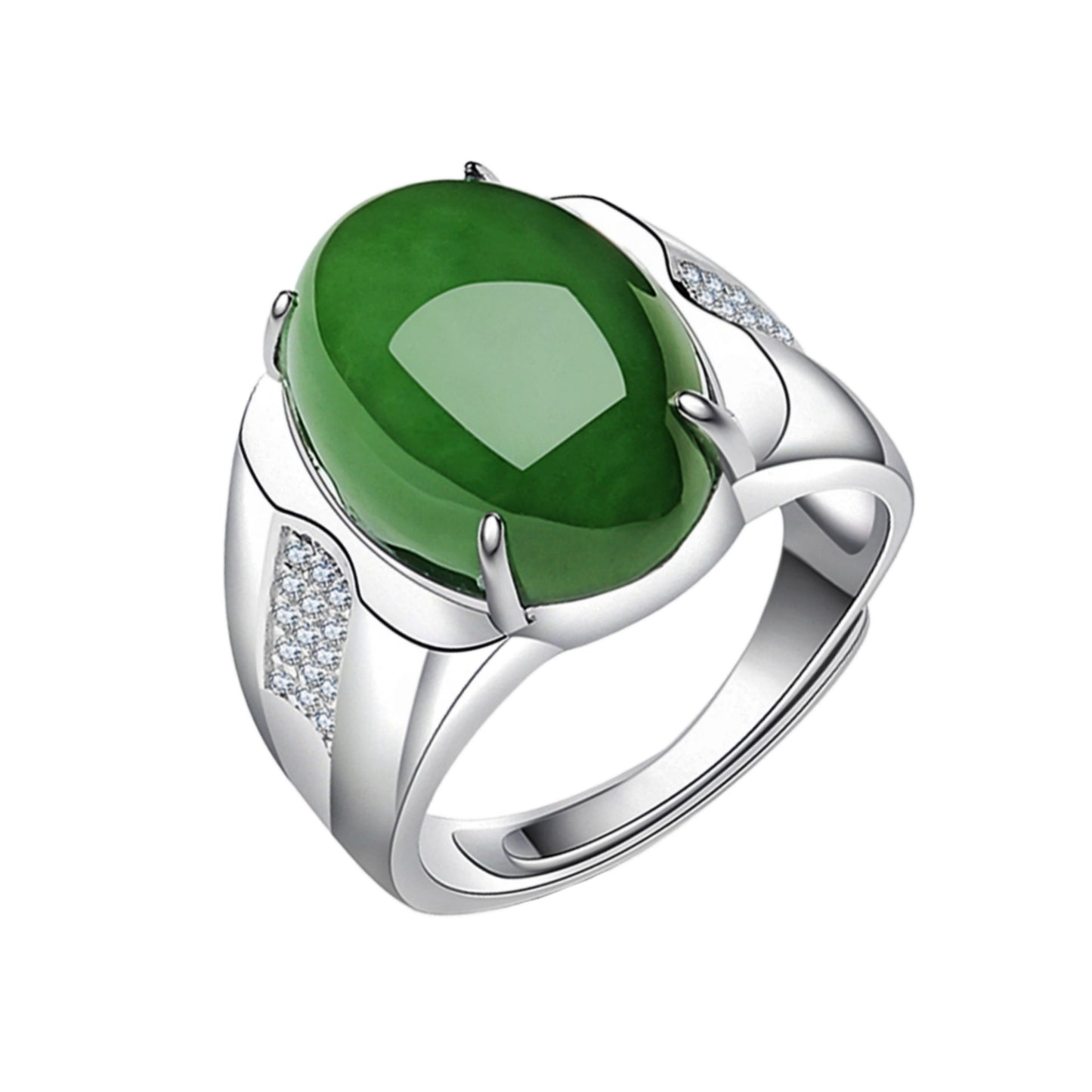 Live Broadcast Emerald Boss Delicate Oily Green Chalcedony Rings