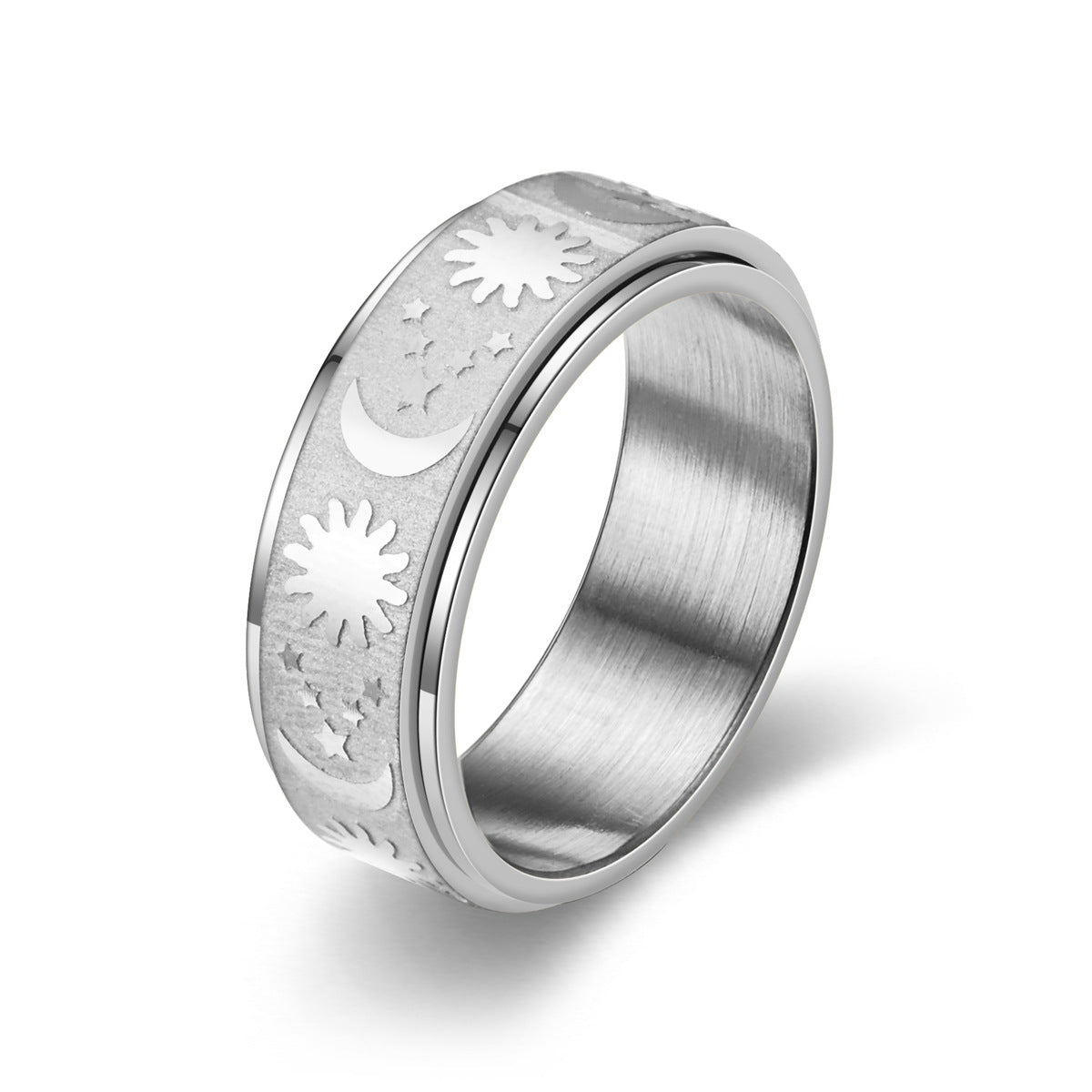 Decompression Casting Star Moon Can Rotatable Rings