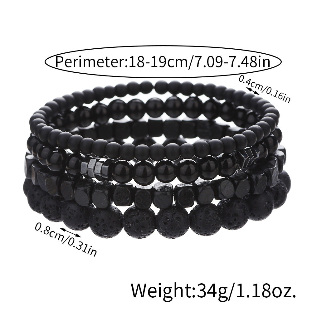 Men's Ornament Haematite Volcanic Rock Wooden Bead Bracelets