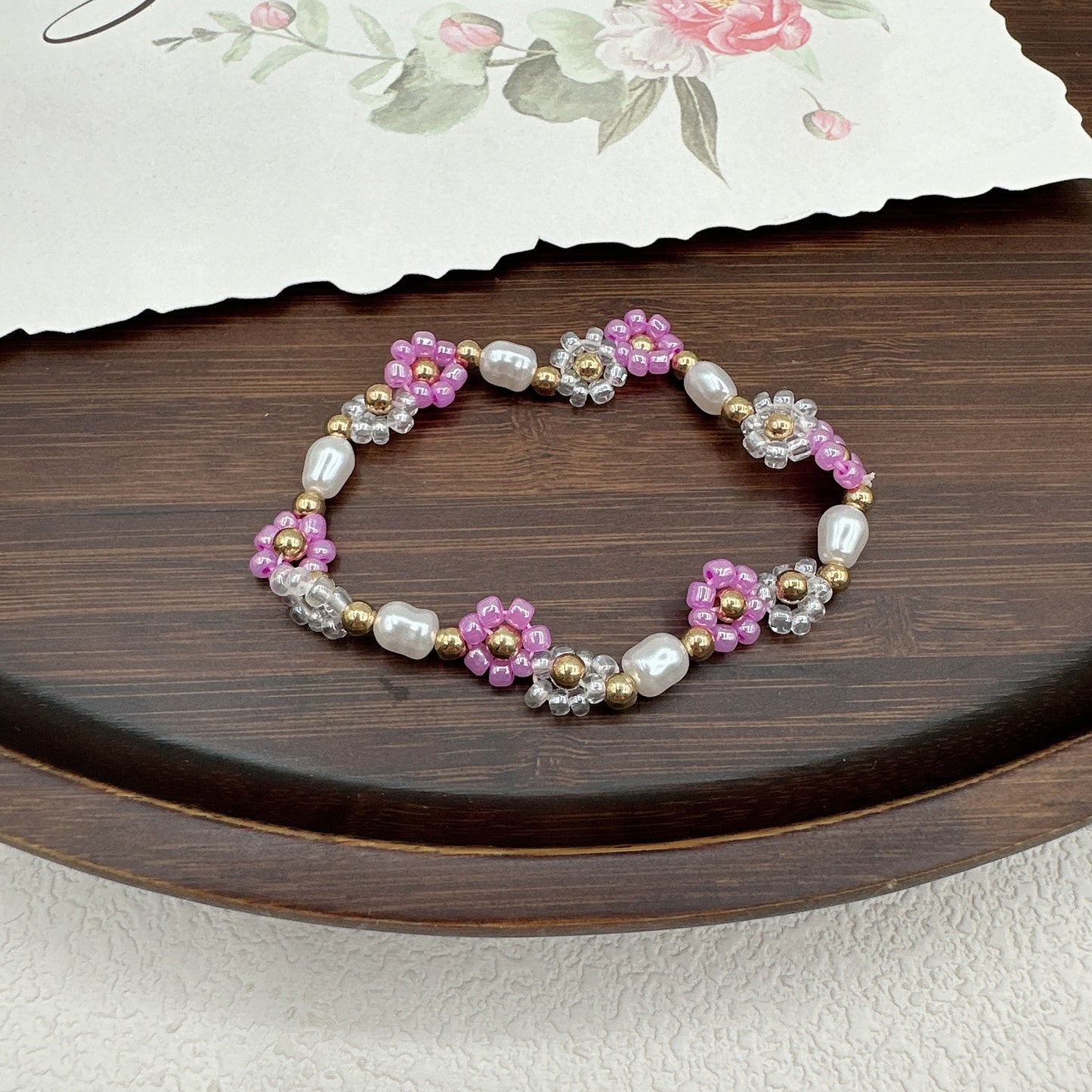 Summer High-grade Beaded Flower Dopamine Minority Bracelets