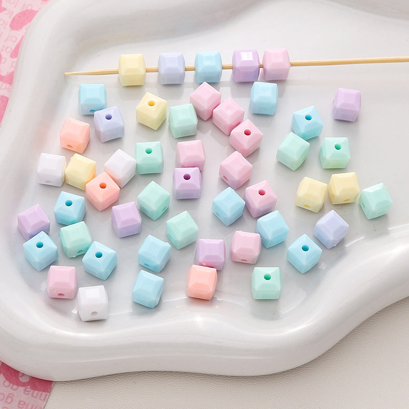 Acrylic Solid Color Imitation Glass Three-dimensional Square Jewelry Accessories