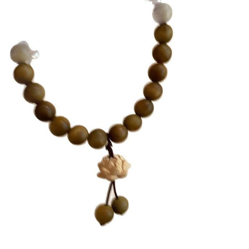 Wooden Beaded Lotus Chinese Zen Niche Vintage Bracelet