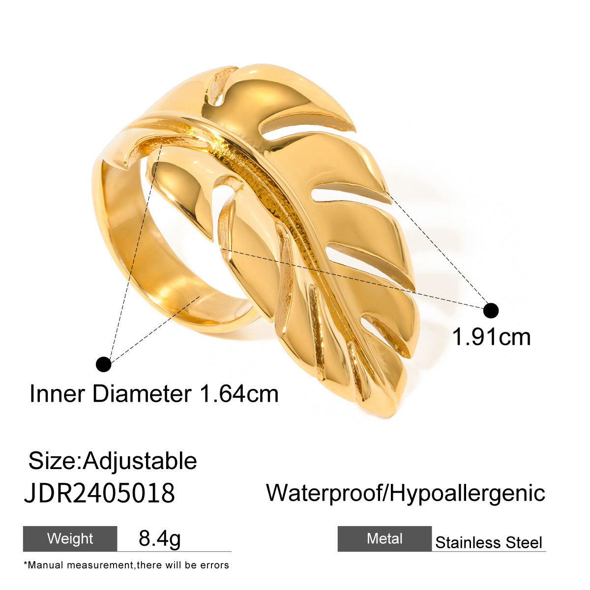 Minimalist Design Niche Leaf Feather Open Rings