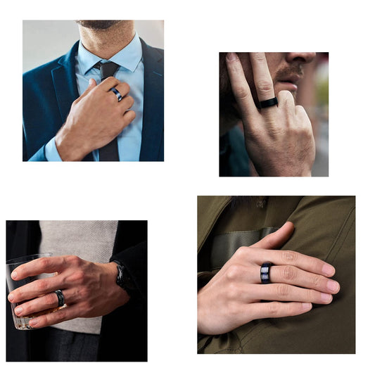 Men's Ornament Black Suit Chain Rotating Titanium Rings