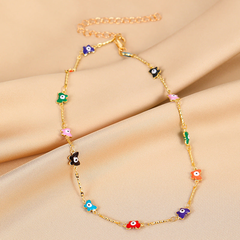 Crystal Butterfly Female Little Daisy Clavicle Necklaces