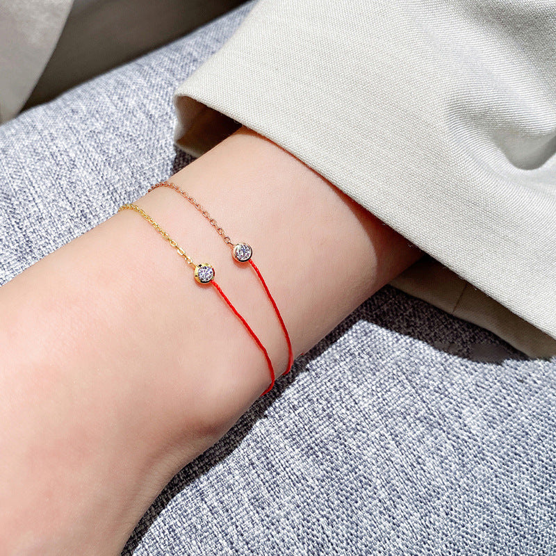 Women's Red Rope Sterling Sier Half Light Bracelets