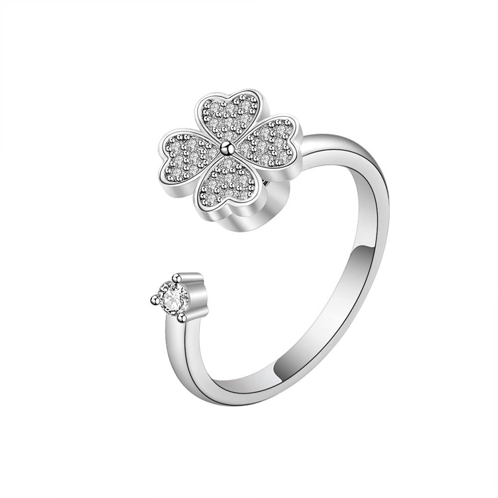 Sier Anxiety Spinning Adjustable Rotating Clover Rings