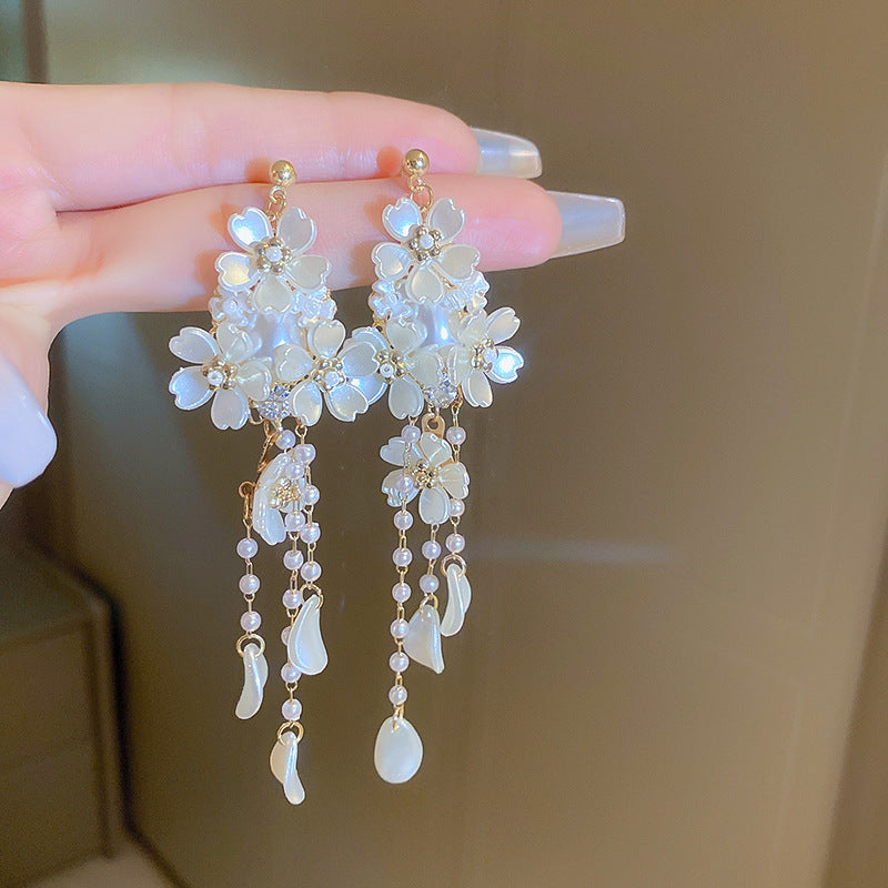 Needle Glaze Love Heart Flowers Summer Earrings