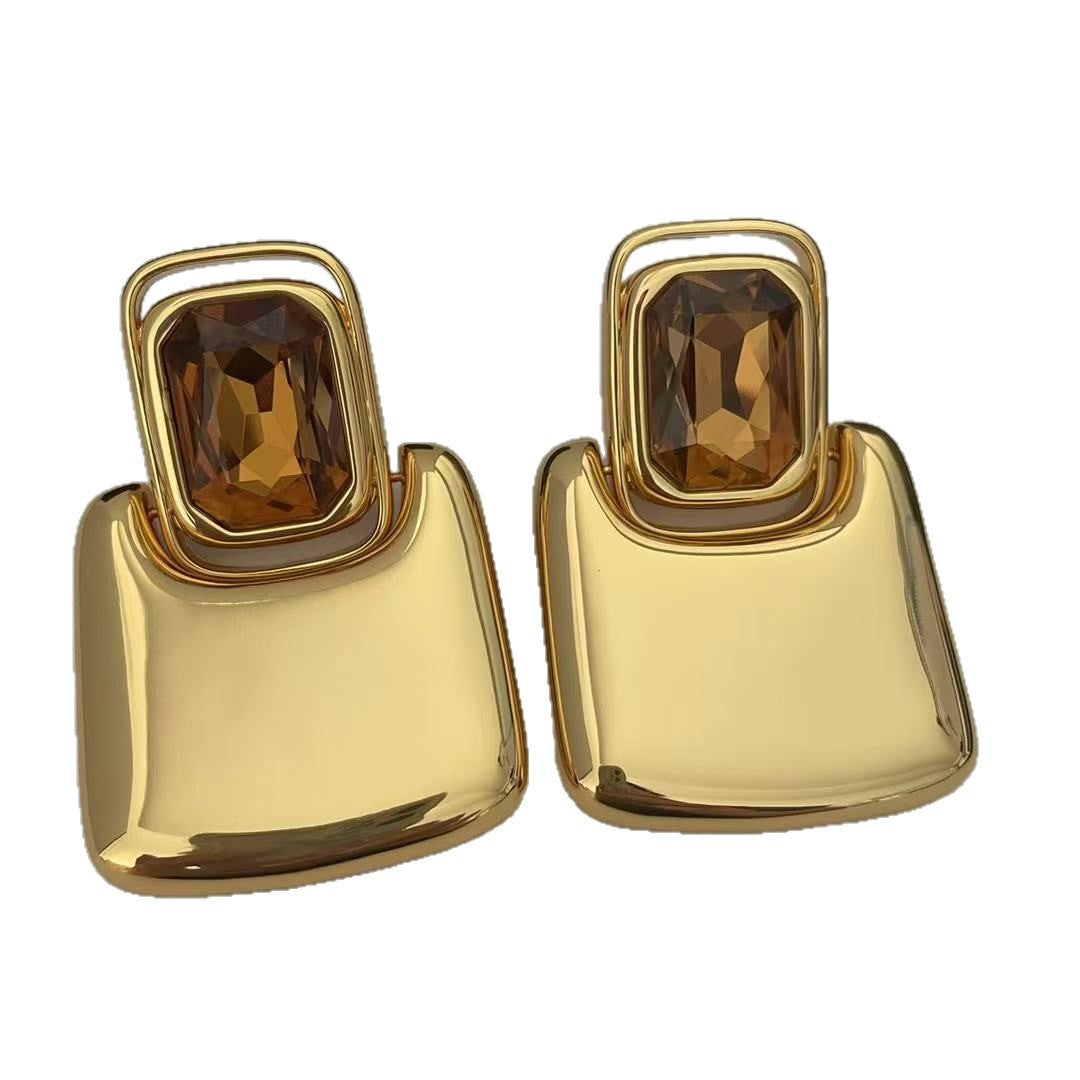 Niche Geometric Square Personality Retro Song Earrings