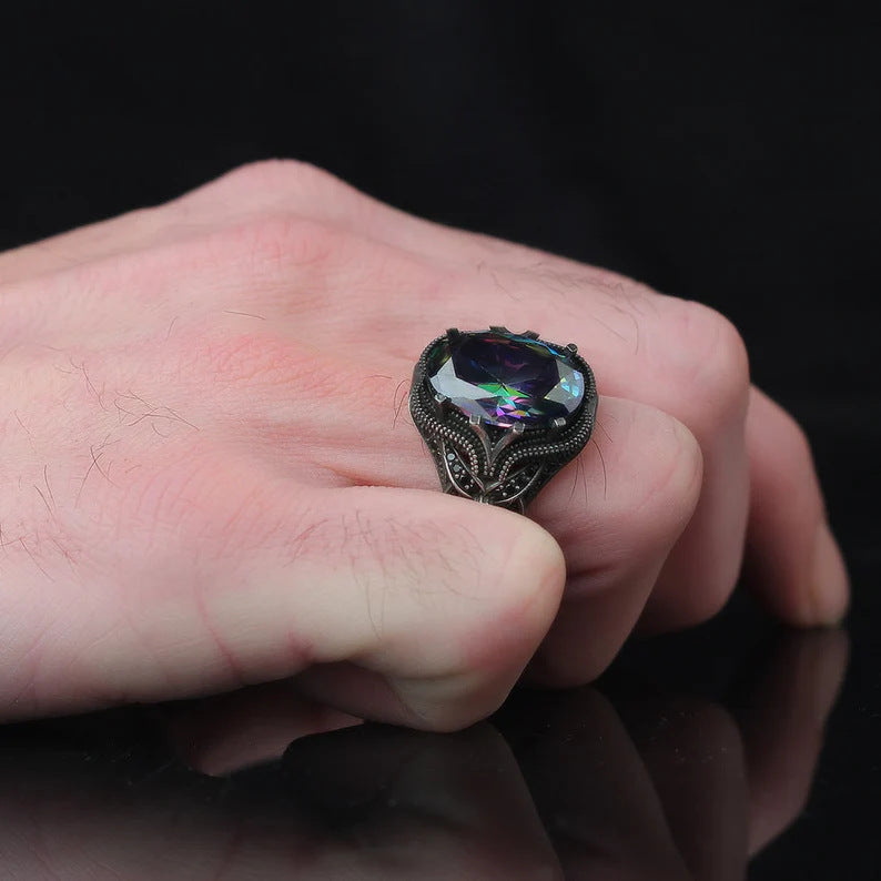 Creative Colorful Egg-shaped Zircon Vintage Ornament Rings
