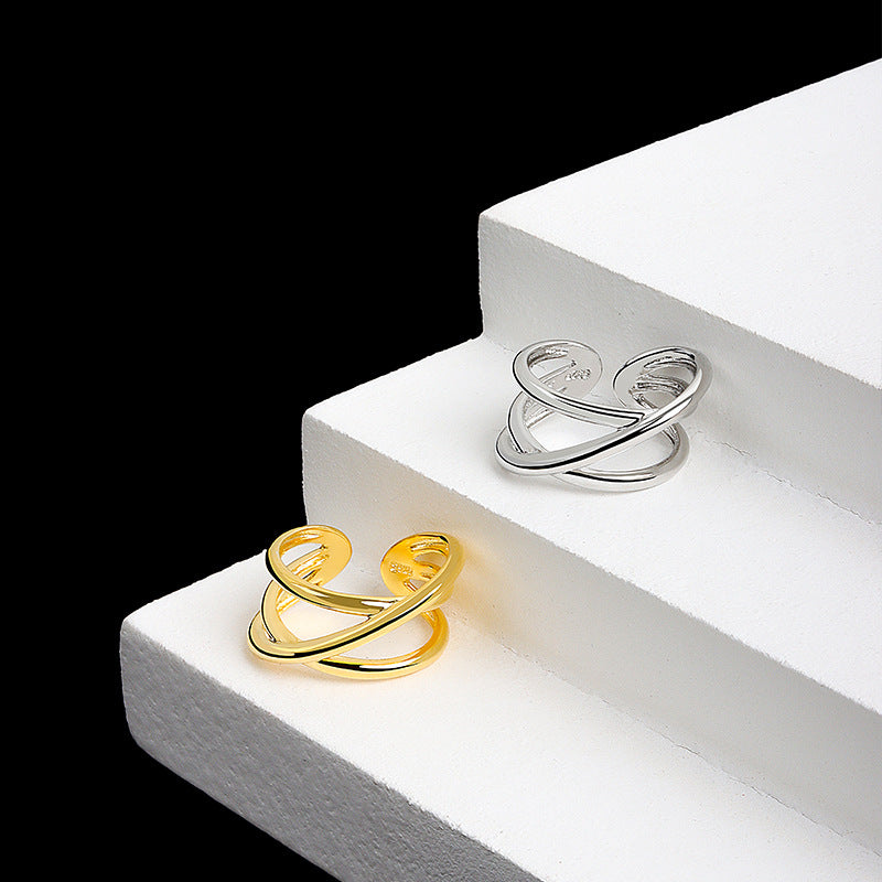 Women's Open Hollow Metal French Wide Fashion Rings