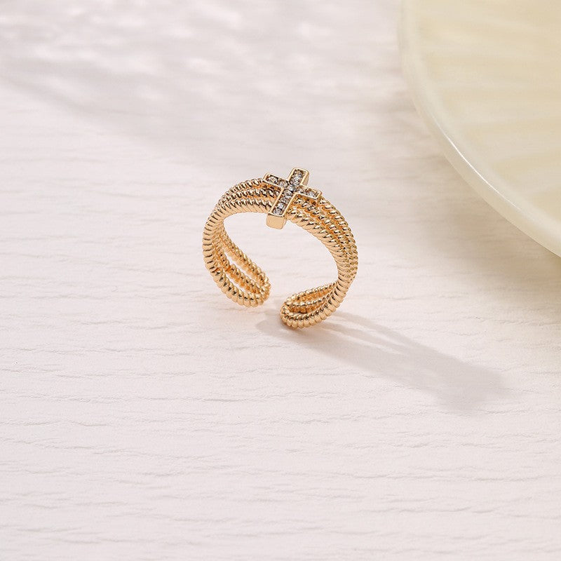 Stacked Female Personality Minimalist Design Diamond Rings