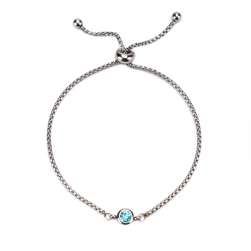 Women's Simple Stainless Steel Twee Birthstone Mother's Bracelets