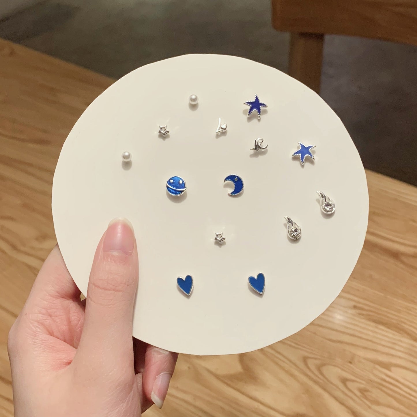 Pair Pack Sier Suit Cute Sweet Earrings