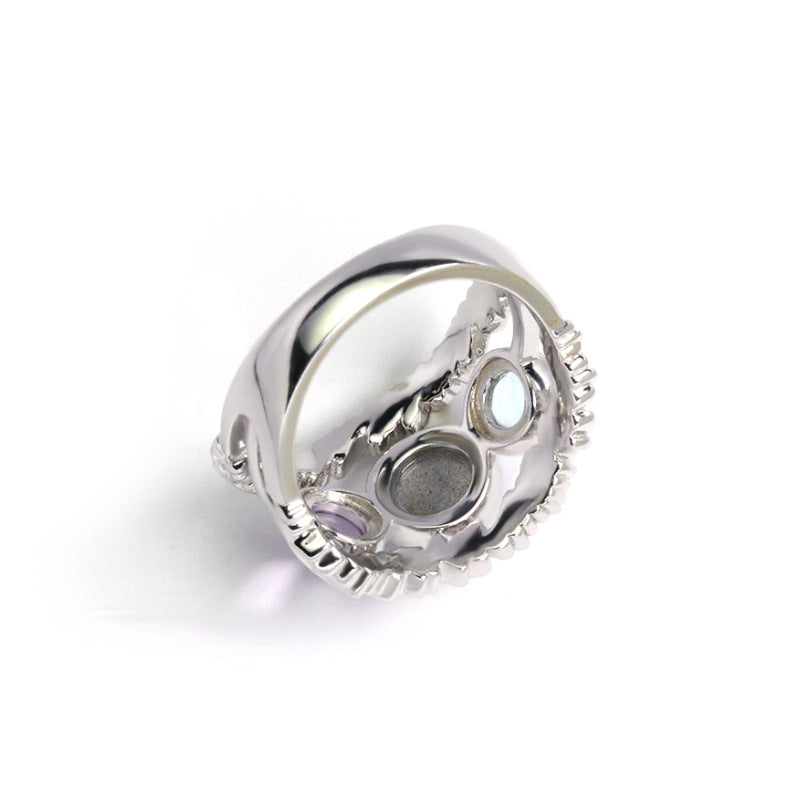 Sier Gemstone Female Labradorite Amethyst Antique Jewelry Rings