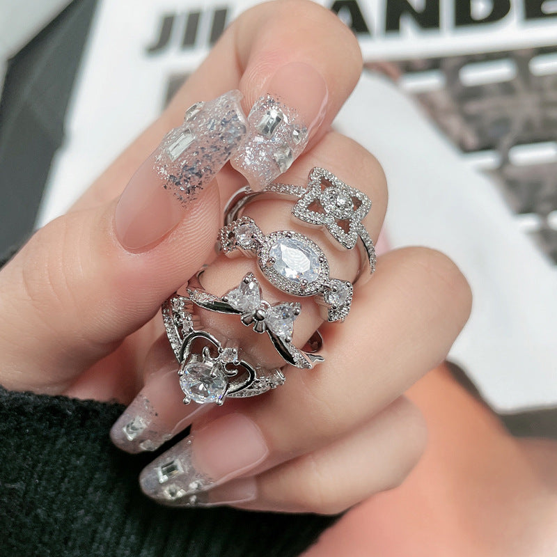 Women's Crown Bow Stylish Opening Cold Style Rings