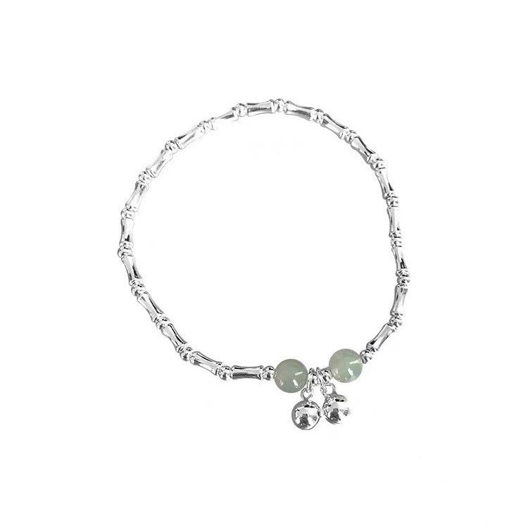 Sier Plated Copper Jade Bamboo Light Luxury Minority Exquisite Bell Bracelet