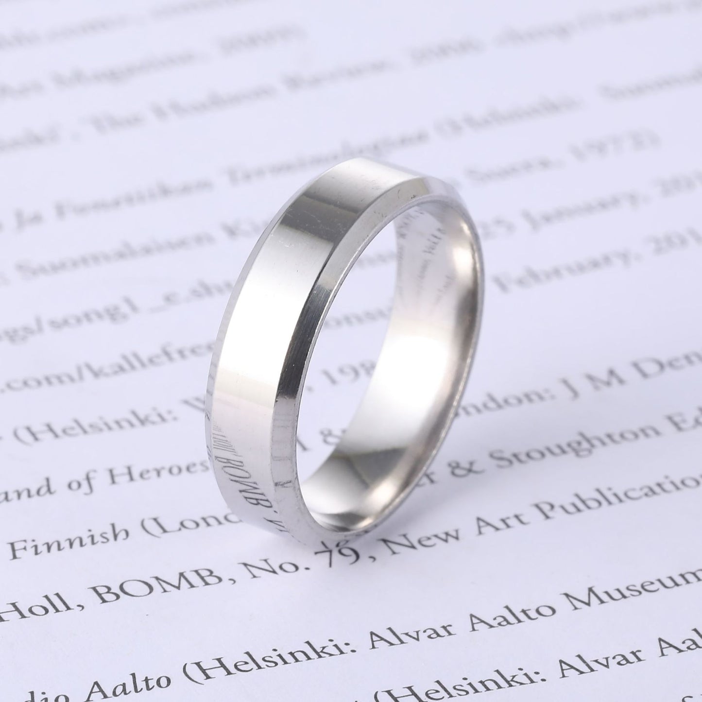 Steel Oblique Trimming Glossy Solid Color Plain Circle Rings