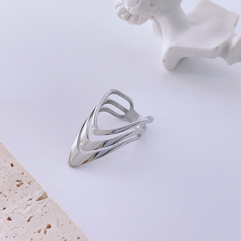 Steel Female Design Sense Minority Geometric Hollow Rings