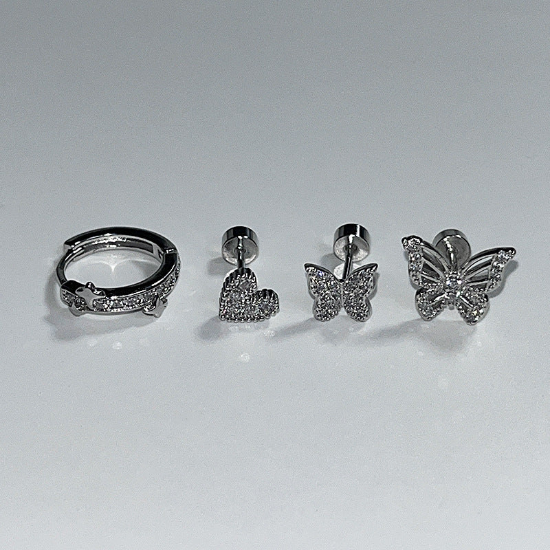 Letter Flash Ear Bone Set Flat Screw Earrings