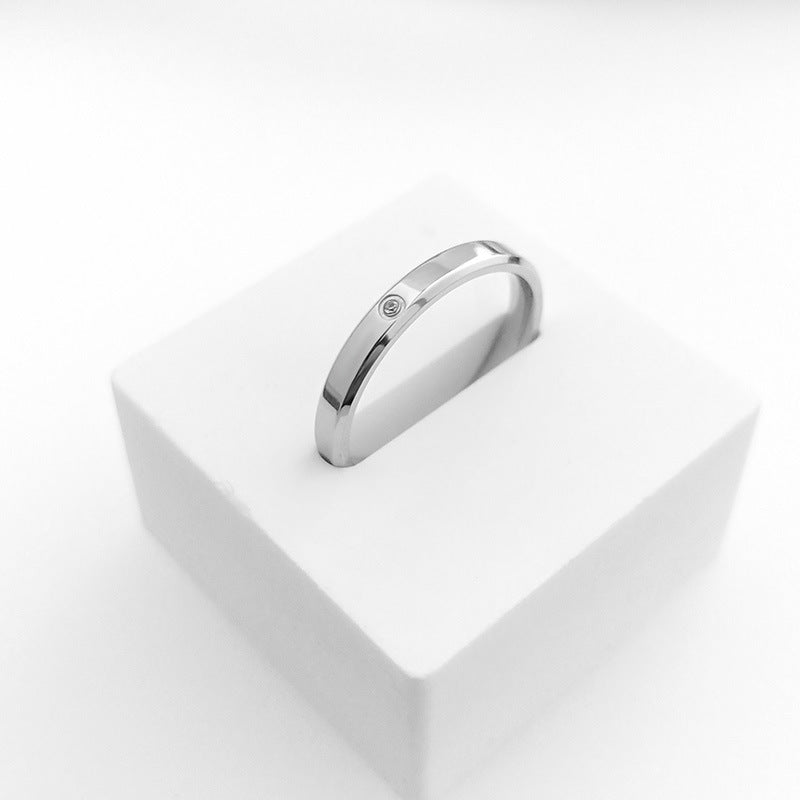 Style Fashionable Simple Diamond Titanium Steel Carved Rings