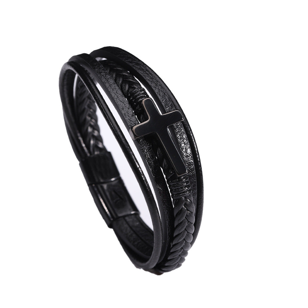 Men's Stainless Steel Ornament Leather Jewelry Titanium Bracelets