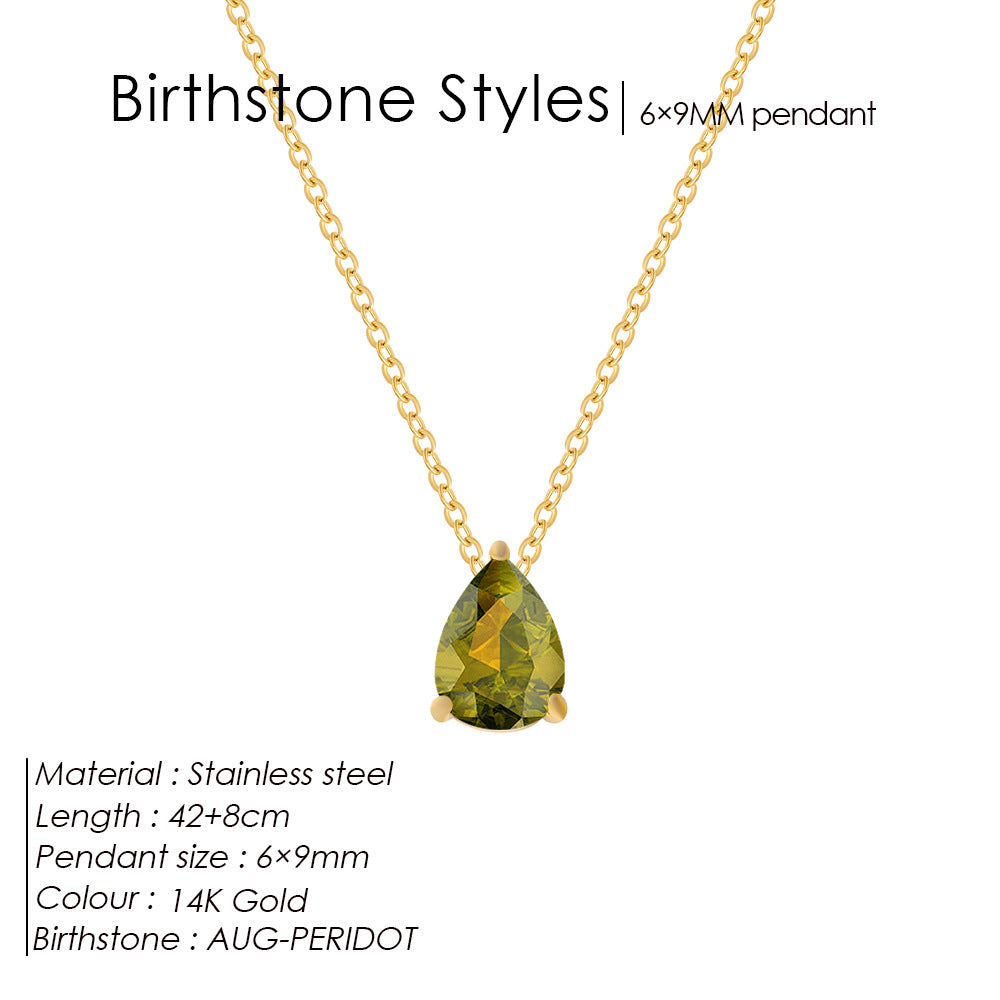 Zircon Month Birthstone Birthstones Vacuum Electroplating Necklaces