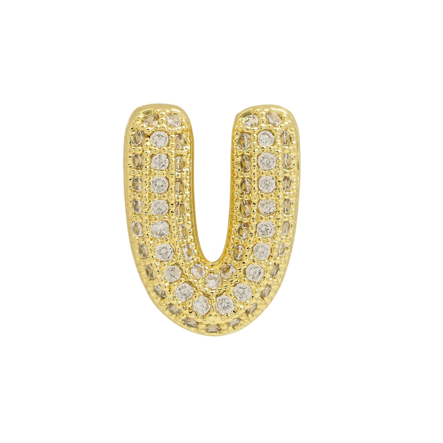 Golden Chubby Balloon Bubble Zircon Letter Bracelets
