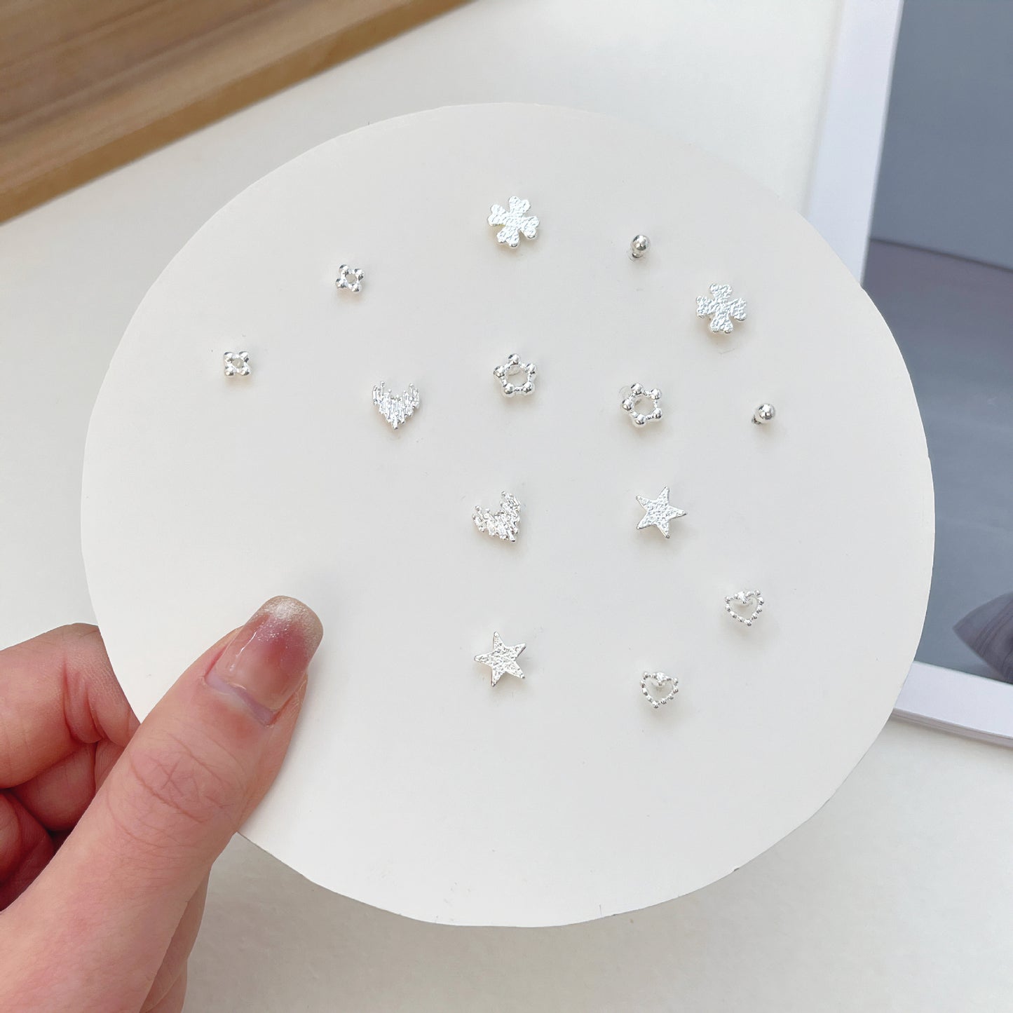Pair Pack Sier Suit Cute Sweet Earrings