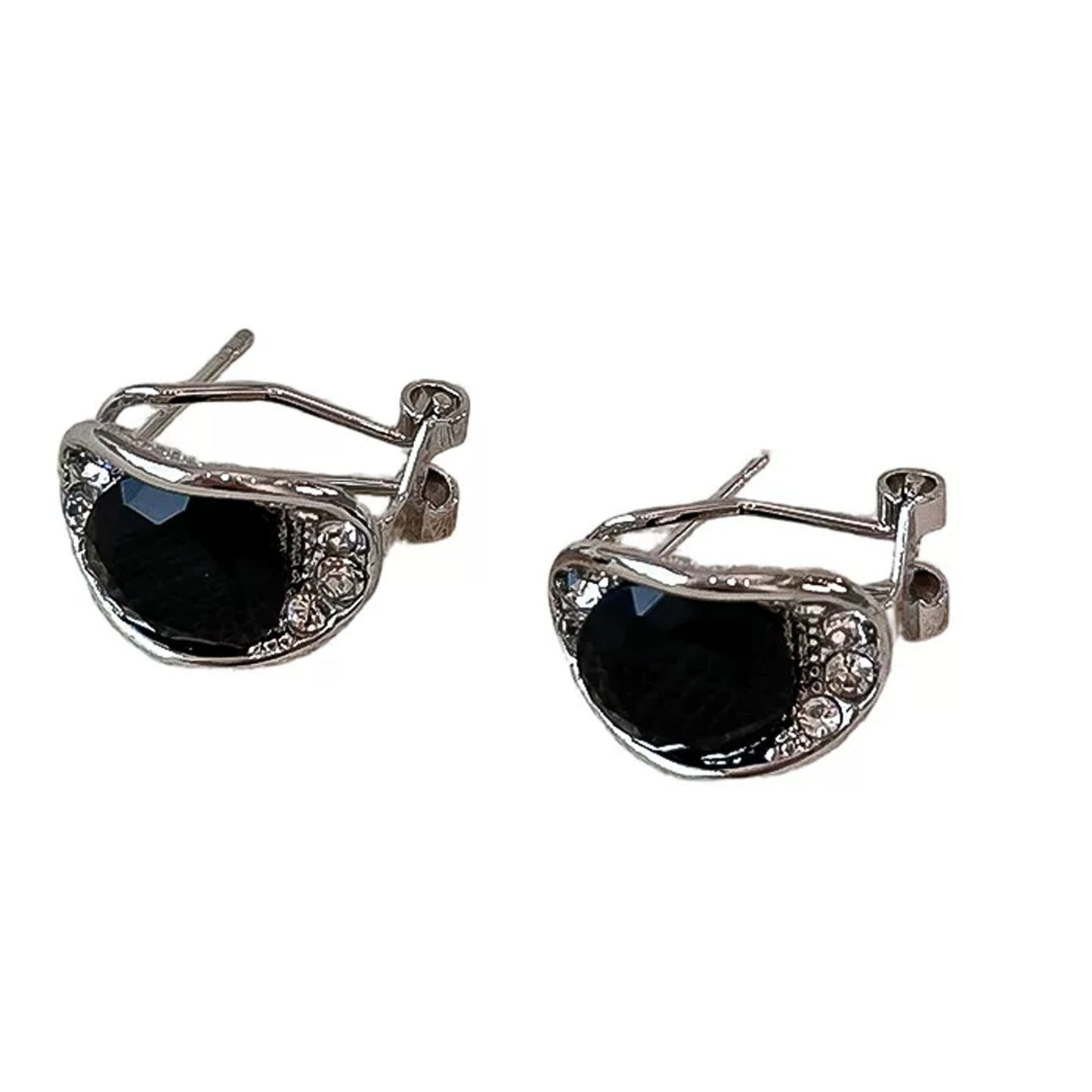 Light Luxury Dark Style Shiny Ear Clip Korean Fashion Temperament Stud Earrings