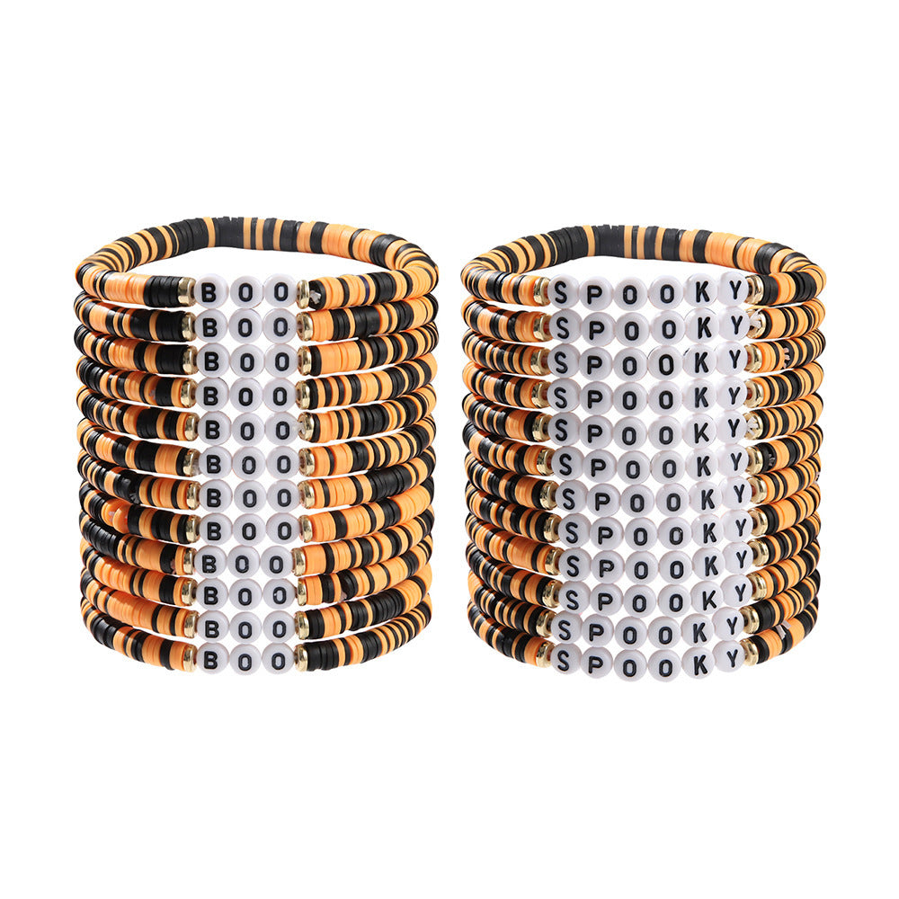 Halloween Simple English Letter Glass Beaded Bracelets