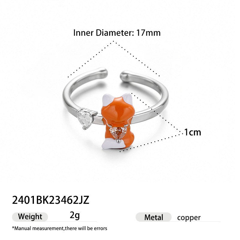 Niche Dopamine Animal Handmade Dripping Oil Cold Enamel Hand Ring