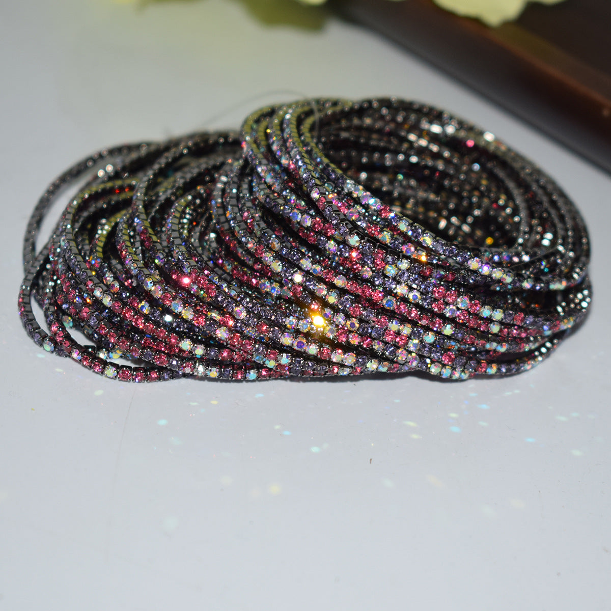 Row Colorful Rhinestone Female Live Grab Chain Bracelets