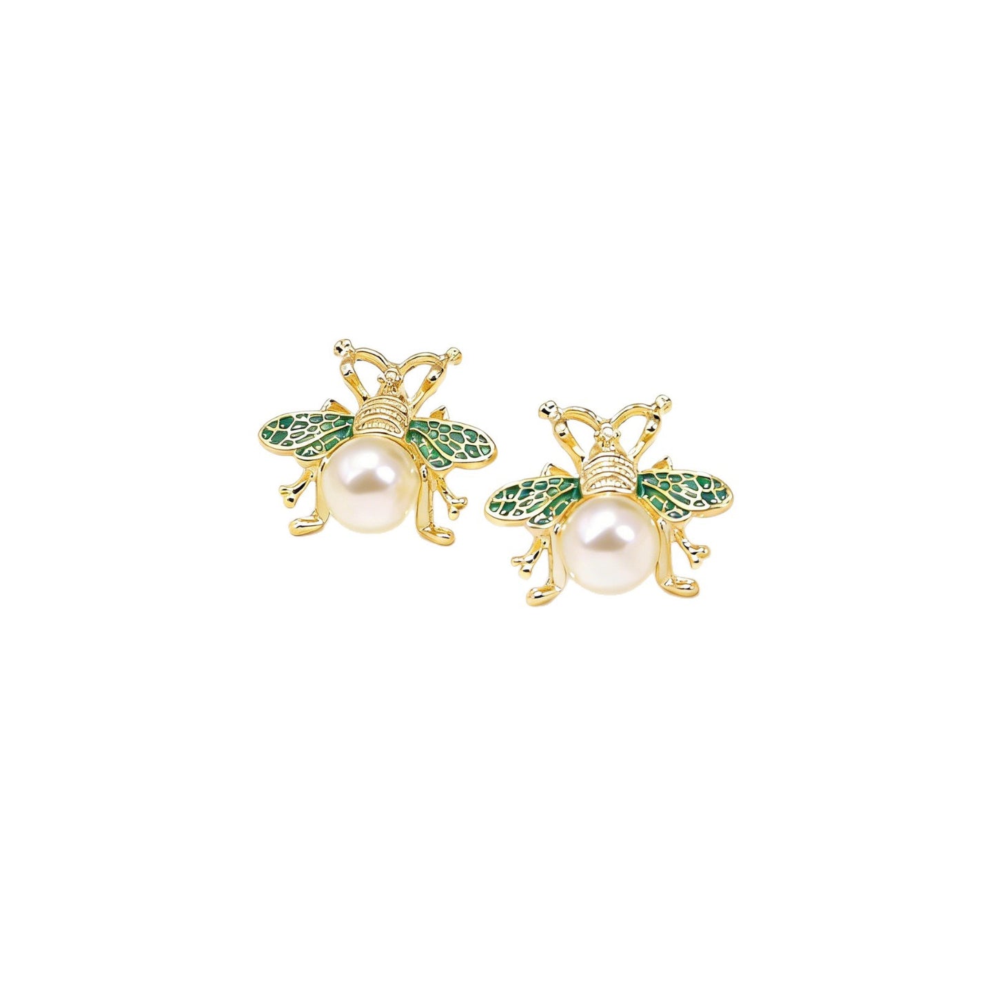Style Round Pearl Green Bee French High-grade Rings