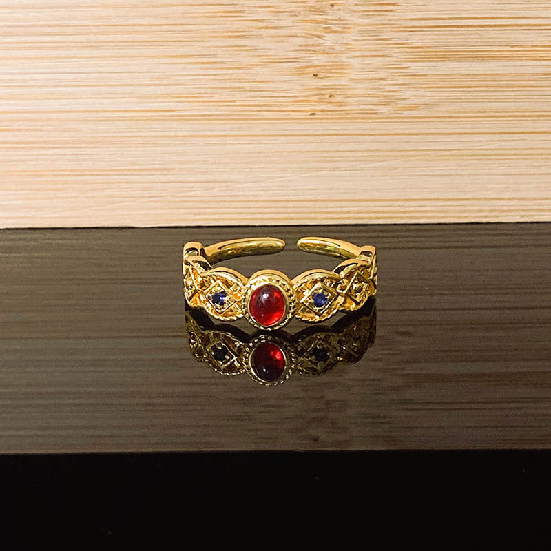 Style Light Luxury Hollow Pleated Stylish Opening Female Niche Rings