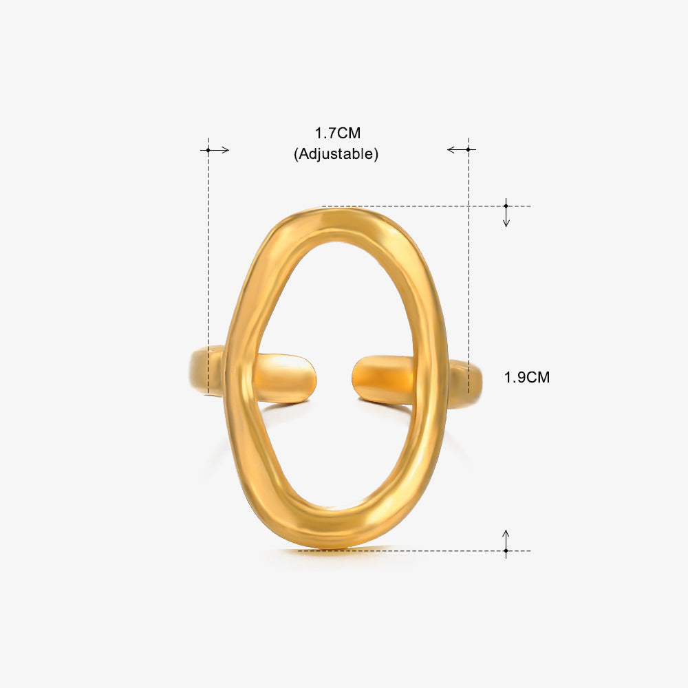 Women's Popular Stainless Steel Geometric Ellipse French Retro Rings