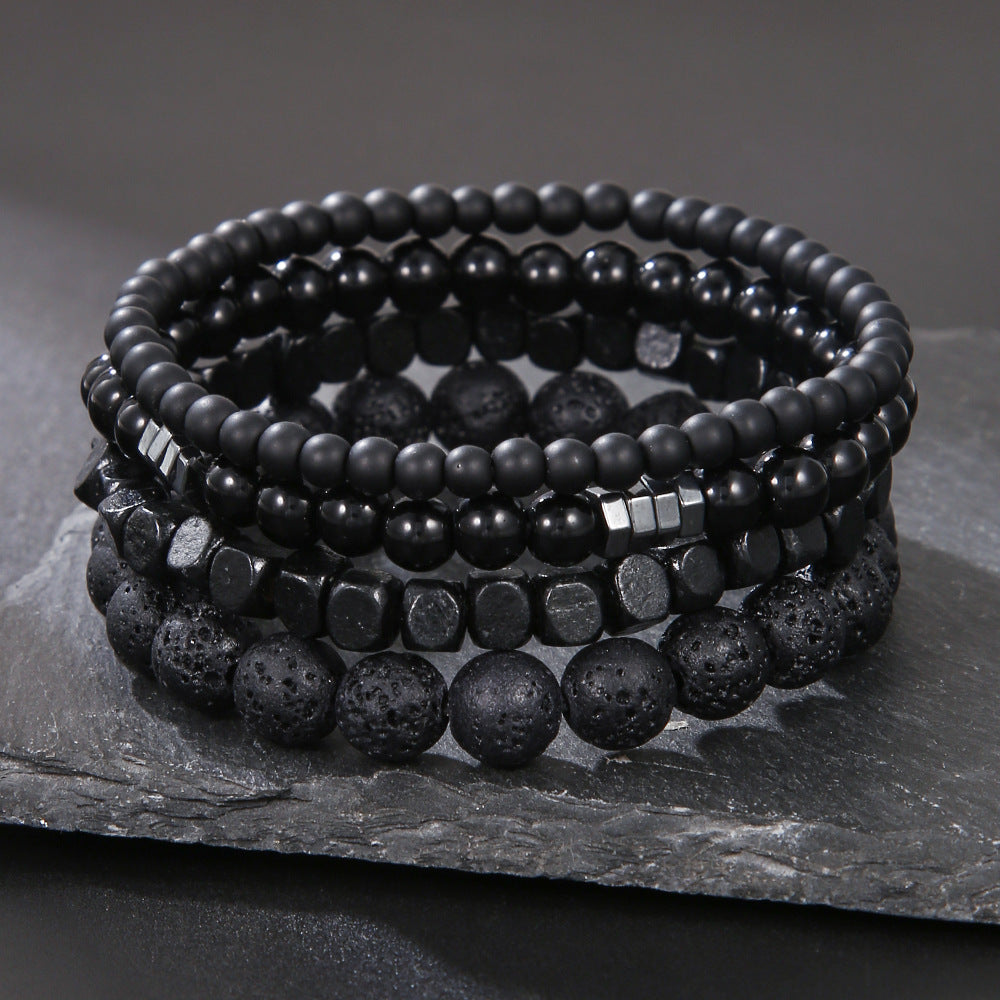 Men's Ornament Haematite Volcanic Rock Wooden Bead Bracelets