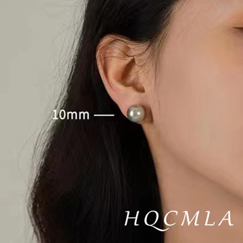 Pearl Perfect Circle Sier Strong Light Earrings