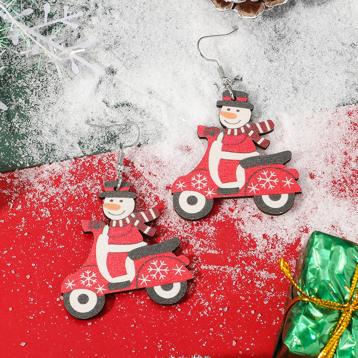 Series Cartoon Cute Creative Design Santa Claus Moon Earrings