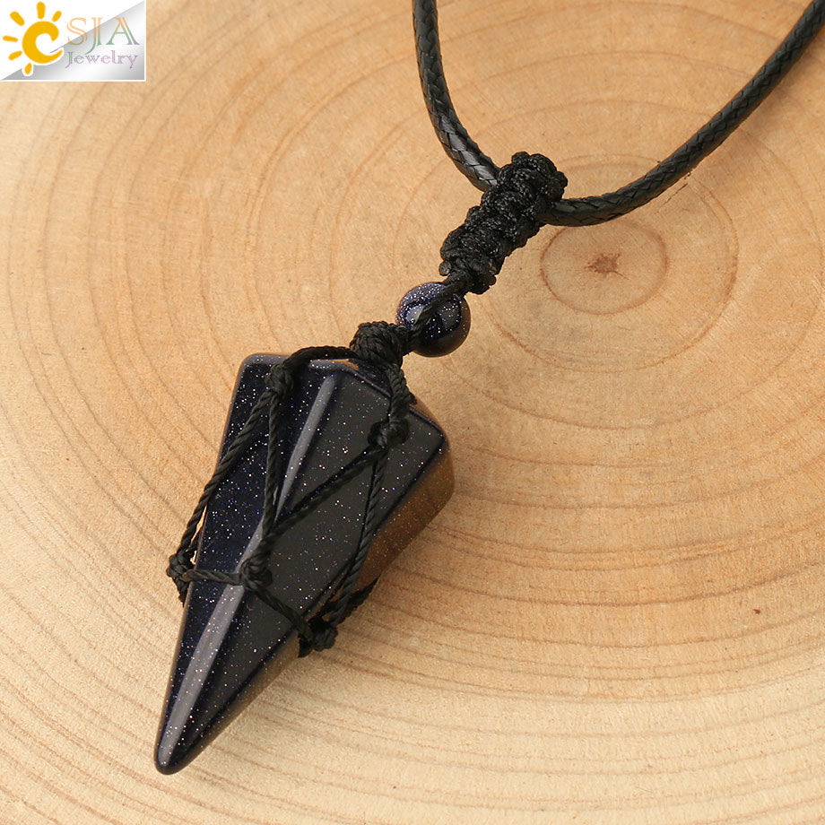 Women's Ornament Hand-woven Hexagonal Prism Stone Accessories Necklaces
