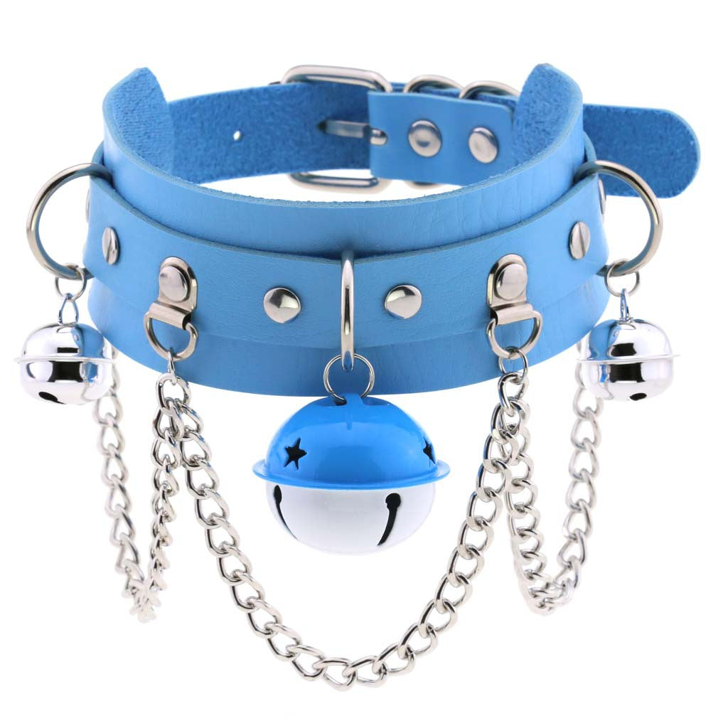 Fan Punk Leather Chain Color Two-tone Collar