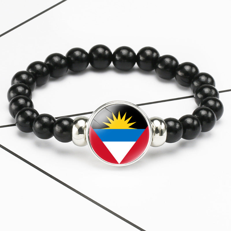Pattern Time Stone Black Elastic String Bracelets