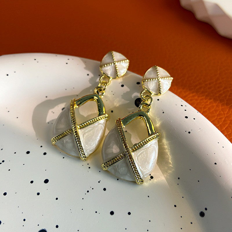 Oil Oval Geometric French Retro Special Earrings