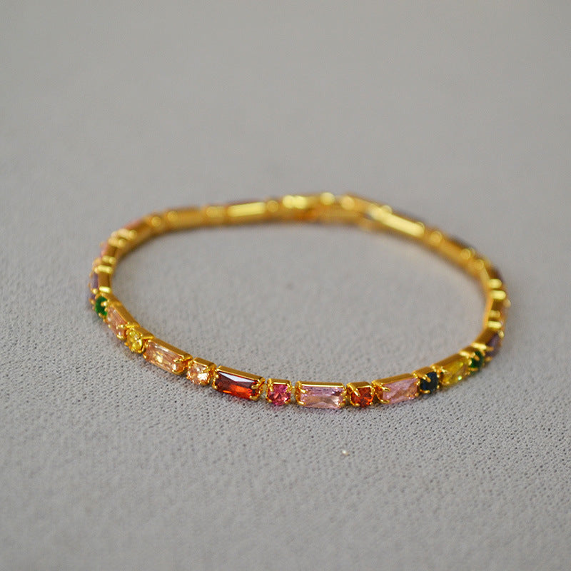Fresh Brass Gold Plated Color Zircon Daily Simple Temperament Bracelets