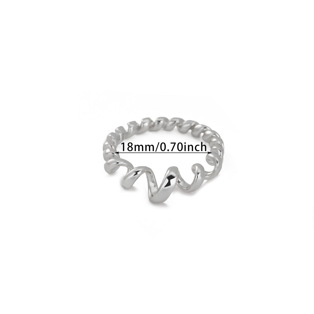 Twisted Line Design Unisex Gold-plated Simple Wave Ring