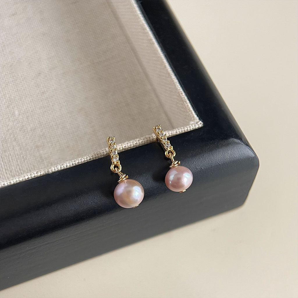 Geometric Ear Personality Simple Natural Pearl Earrings