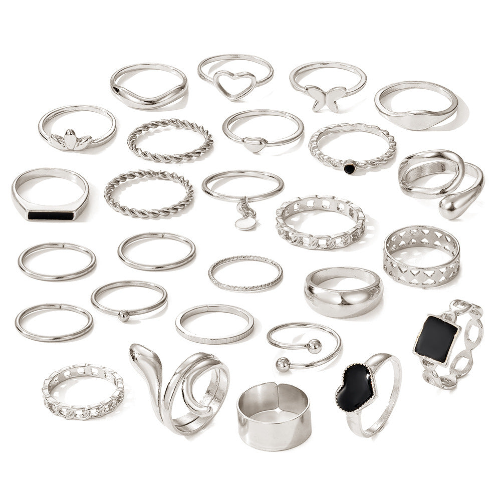Women's Knuckle Suit Pieces Love Heart-shaped High-grade Niche Butterfly Rings