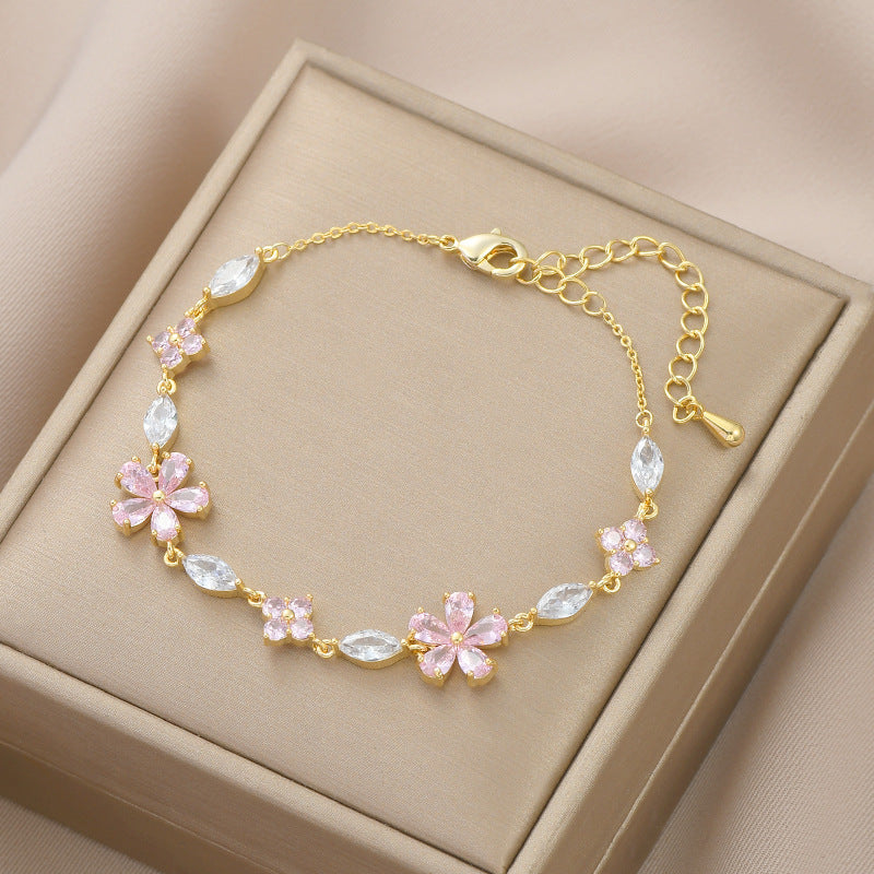 Women's Temperamental Niche Design Zircon Petal Fashion Bracelets