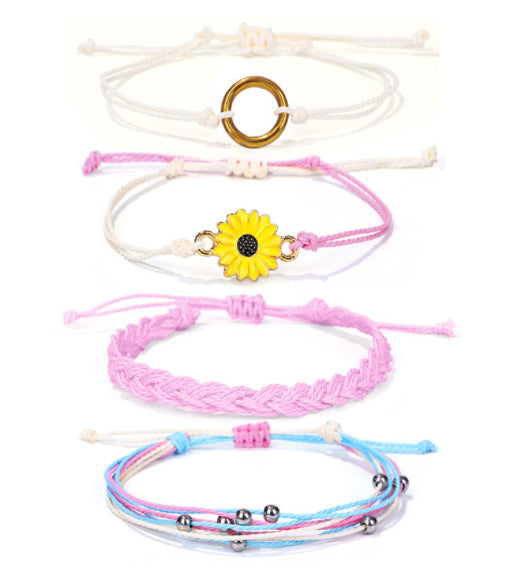 Strap Waterproof Wax Line Hand-woven Sunflower Bracelets